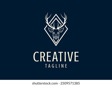 Vector illustration of Geometric Deer Head Logo Design