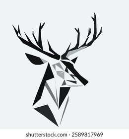 Vector Illustration of a Geometric Deer Head: Abstract