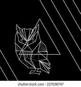 Vector illustration with geometric  doodle owl 