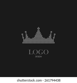 vector illustration of a geometric dotted crown icon. pixel art logo