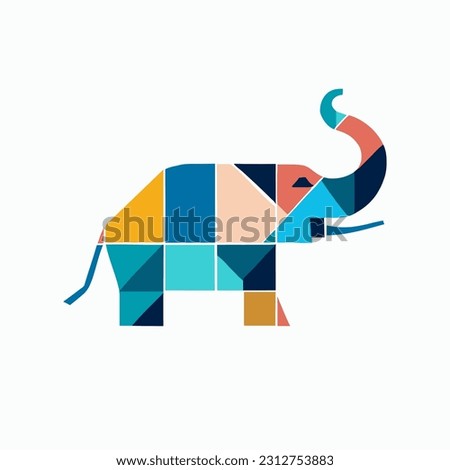 Vector illustration of geometric elephant, polygon, origami style