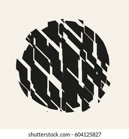 Vector illustration of a geometric figure cut into pieces