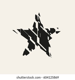 Vector illustration of a geometric figure cut into pieces