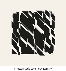 Vector illustration of a geometric figure cut into pieces