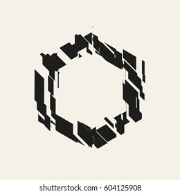 Vector illustration of a geometric figure cut into pieces