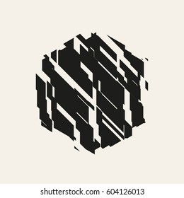 Vector illustration of a geometric figure cut into pieces