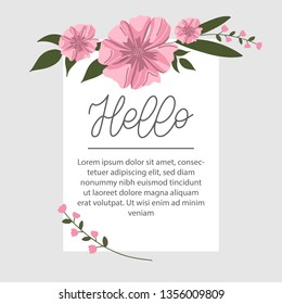 Vector illustration - geometric and floral  template frame for card, social media, poster, invation etc.