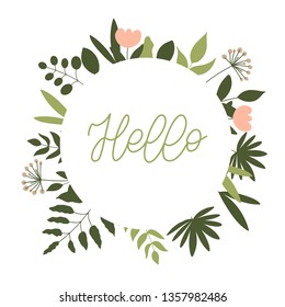 Vector illustration - geometric and floral  template circle frame for card, social media, poster, invation etc.