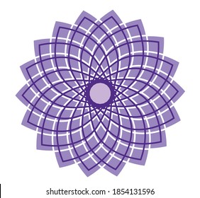 Vector illustration. Geometric flower made of many intertwined petals.