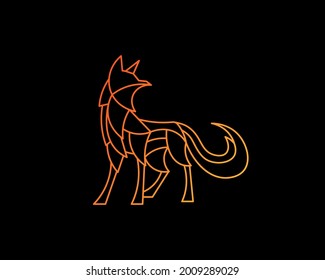 vector illustration of geometric fox logo with gradient color, fox logo mascot icon