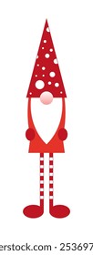 Vector illustration. Geometric gnome Santa Claus icon cartoon on white background.