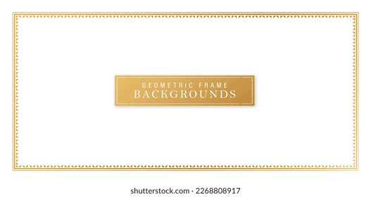 vector illustration geometric gold rectangle frame on white background for certificate of completion template, Presentations, User interface ads, Layouts, collages, scene desk, advertisement campaigns