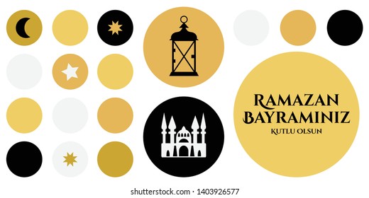 vector illustration of geometric greeting card with wish in Turkish language for happy Ramadan Holiday