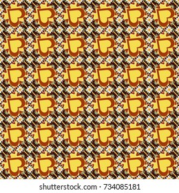 Vector illustration. Geometric hipster tiles background. Colorful mosaic backdrop in yellow, white and brown colors. Abstract retro seamless pattern of geometric shapes.