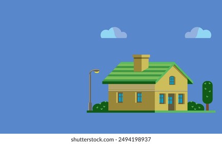 Ilustración vectorial Geometric House Icon. Casa 3d, icono, símbolo de bienes raíces, venta, conceptos de alquiler. Un Anuncio moderno para la publicidad de casas de campo. caricatura
