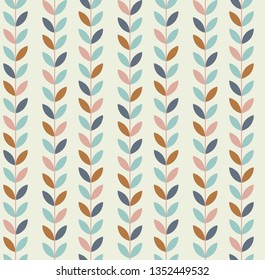 Vector illustration of geometric leaves seamless pattern. Floral organic background.