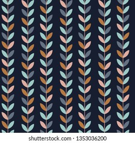 Vector illustration of geometric leaves seamless pattern. Floral organic background.