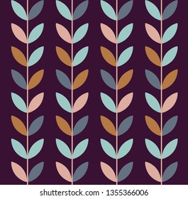 Vector illustration of geometric leaves seamless pattern. Floral organic background.