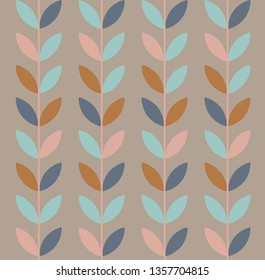 Vector illustration of geometric leaves seamless pattern. Floral organic background.