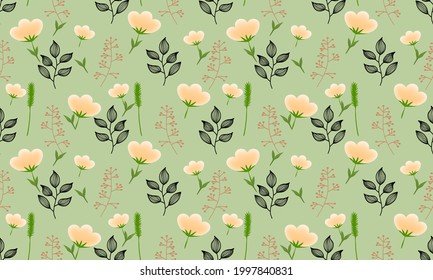 Vector illustration of geometric leaves seamless pattern. Floral organic background.