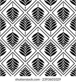 Vector illustration of geometric leaves seamless pattern. Floral organic background.