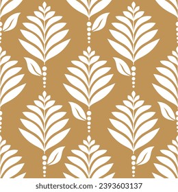 Vector illustration of geometric leaves seamless pattern. Floral organic background.
