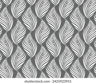 Vector illustration of geometric leaves seamless pattern. floral organic background.