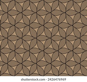 Vector illustration of geometric leaves seamless pattern. Floral organic background.