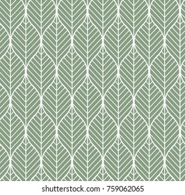 Vector illustration of geometric leaves seamless pattern. Floral organic background. 