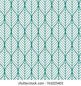 Vector illustration of geometric leaves seamless pattern. Floral organic background. 