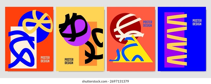 Ilustração vetorial. Composição linear geométrica. Design para cartaz, convite, cartão de presente, folheto, cupom, capa de livro. Estilo geométrico escandinavo. Formas e linhas de estilo de arte moderna 