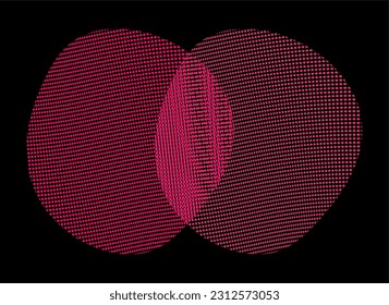 Ilustración vectorial de líneas geométricas, puntos de píxeles, ilustración de la reunión de dos colores en píxeles, forma