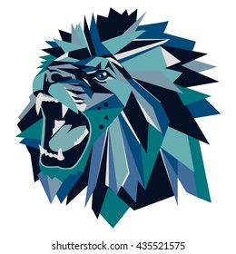 Vector Illustration Of Geometric Lion Head