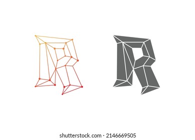 vector illustration geometric logo letter R, simple monochrome for technology logo