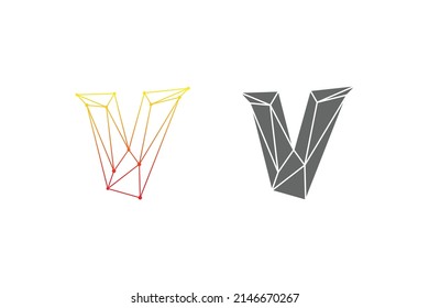 vector illustration geometric logo letter V, simple monochrome for technology logo