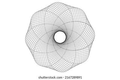 Vector illustration of geometric math shape with wireframe mesh