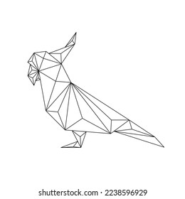 vector illustration of geometric parrot design. origami parrot creative concept