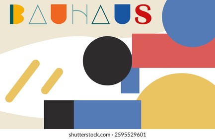 Vector Illustration Geometric Pattern background. design posters, wall art, template, layout with primitive shapes elements. Bauhaus retro pattern background, vector abstract circle