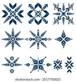 Vector illustration of geometric patterns, elements, and gestures. Retro abstract design, embroidery, collection of contemporary shapes for decoration, fabric patterns, backgrounds, rugs, and clothing