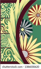 vector illustration of geometric patterns and floral leaf background