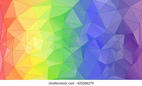 Vector illustration geometric polygonal background. Rainbow triangle mosaic