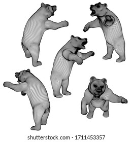 Vector illustration of a geometric polygonal bear.