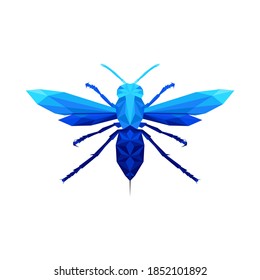 Vector illustration of geometric polygonal bee. Abstract linear insects. white background