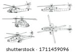 Vector illustration of a geometric polygonal helicopter.