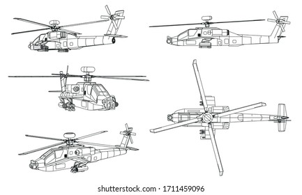 Vector illustration of a geometric polygonal helicopter.