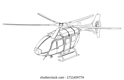 Vector illustration of a geometric polygonal helicopter.