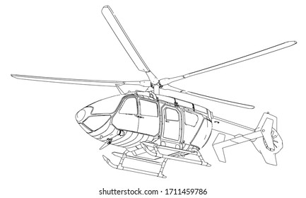 Vector illustration of a geometric polygonal helicopter.