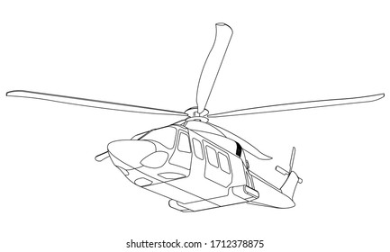 Vector illustration of a geometric polygonal helicopter.