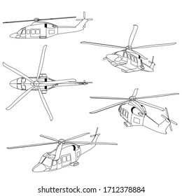 Ilustración vectorial de un helicóptero poligonal geométrico.