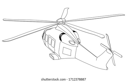 Ilustración vectorial de un helicóptero poligonal geométrico.